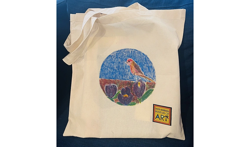 photo of light colored canvas tote with illustration on it as an example of a craft